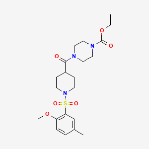 molecular formula C21H31N3O6S B4225400 ethyl 4-({1-[(2-methoxy-5-methylphenyl)sulfonyl]-4-piperidinyl}carbonyl)-1-piperazinecarboxylate 