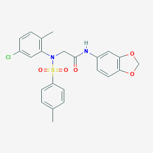 molecular formula C23H21ClN2O5S B422541 N-(1,3-benzodioxol-5-yl)-2-{5-chloro-2-methyl[(4-methylphenyl)sulfonyl]anilino}acetamide 