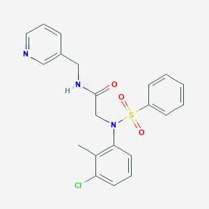 molecular formula C21H20ClN3O3S B422542 2-[3-chloro-2-methyl(phenylsulfonyl)anilino]-N-(3-pyridinylmethyl)acetamide 