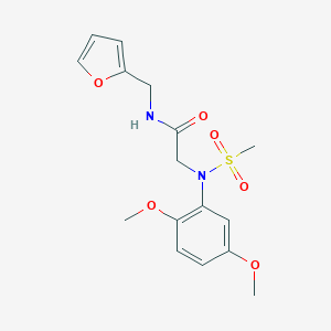 molecular formula C16H20N2O6S B422543 2-[2,5-dimethoxy(methylsulfonyl)anilino]-N-(2-furylmethyl)acetamide 