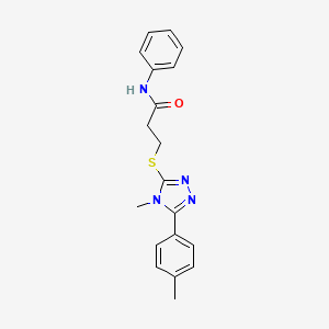 molecular formula C19H20N4OS B4225436 3-{[4-methyl-5-(4-methylphenyl)-4H-1,2,4-triazol-3-yl]thio}-N-phenylpropanamide 