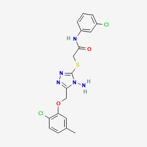 molecular formula C18H17Cl2N5O2S B4225445 2-({4-amino-5-[(2-chloro-5-methylphenoxy)methyl]-4H-1,2,4-triazol-3-yl}thio)-N-(3-chlorophenyl)acetamide 