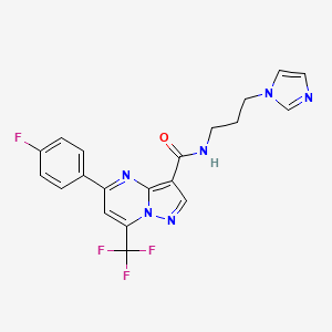 molecular formula C20H16F4N6O B4225451 5-(4-fluorophenyl)-N-[3-(1H-imidazol-1-yl)propyl]-7-(trifluoromethyl)pyrazolo[1,5-a]pyrimidine-3-carboxamide 