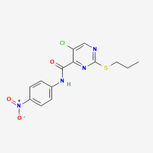 molecular formula C14H13ClN4O3S B4225465 5-chloro-N-(4-nitrophenyl)-2-(propylthio)-4-pyrimidinecarboxamide 