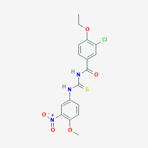 molecular formula C17H16ClN3O5S B4225481 3-chloro-4-ethoxy-N-{[(4-methoxy-3-nitrophenyl)amino]carbonothioyl}benzamide 