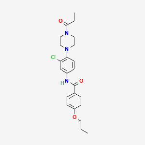 molecular formula C23H28ClN3O3 B4225494 N-[3-chloro-4-(4-propionyl-1-piperazinyl)phenyl]-4-propoxybenzamide 