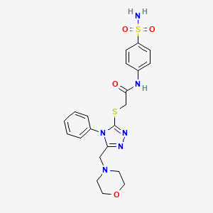molecular formula C21H24N6O4S2 B4225516 N-[4-(aminosulfonyl)phenyl]-2-{[5-(4-morpholinylmethyl)-4-phenyl-4H-1,2,4-triazol-3-yl]thio}acetamide 
