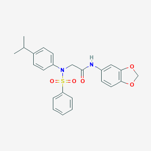 molecular formula C24H24N2O5S B422552 N-(1,3-benzodioxol-5-yl)-2-[4-isopropyl(phenylsulfonyl)anilino]acetamide 