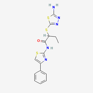 molecular formula C15H15N5OS3 B4225531 2-[(5-amino-1,3,4-thiadiazol-2-yl)thio]-N-(4-phenyl-1,3-thiazol-2-yl)butanamide 