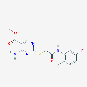 molecular formula C16H17FN4O3S B4225543 ethyl 4-amino-2-({2-[(5-fluoro-2-methylphenyl)amino]-2-oxoethyl}thio)-5-pyrimidinecarboxylate 