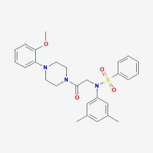 molecular formula C27H31N3O4S B422558 N-(3,5-dimethylphenyl)-N-{2-[4-(2-methoxyphenyl)-1-piperazinyl]-2-oxoethyl}benzenesulfonamide 
