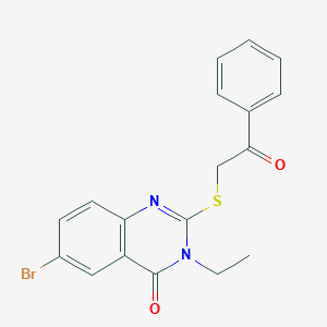 6-bromo-3-ethyl-2-[(2-oxo-2-phenylethyl)thio]-4(3H)-quinazolinone