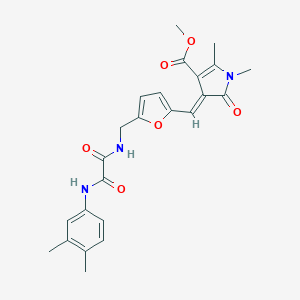 molecular formula C24H25N3O6 B422560 methyl 4-{[5-({[(3,4-dimethylanilino)(oxo)acetyl]amino}methyl)-2-furyl]methylene}-1,2-dimethyl-5-oxo-4,5-dihydro-1H-pyrrole-3-carboxylate 