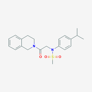 molecular formula C21H26N2O3S B422561 N-[2-(3,4-dihydro-1H-isoquinolin-2-yl)-2-oxoethyl]-N-(4-propan-2-ylphenyl)methanesulfonamide 