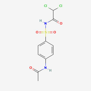 molecular formula C10H10Cl2N2O4S B4225612 N-{[4-(acetylamino)phenyl]sulfonyl}-2,2-dichloroacetamide 