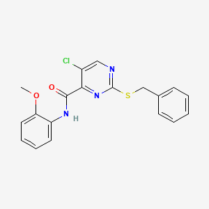molecular formula C19H16ClN3O2S B4225628 2-(benzylthio)-5-chloro-N-(2-methoxyphenyl)-4-pyrimidinecarboxamide 