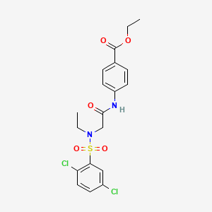 molecular formula C19H20Cl2N2O5S B4225636 ethyl 4-({N-[(2,5-dichlorophenyl)sulfonyl]-N-ethylglycyl}amino)benzoate 