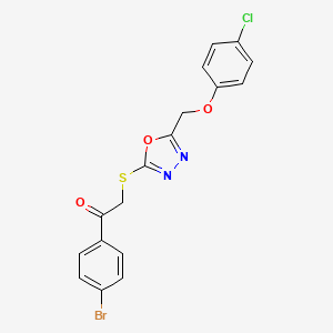 molecular formula C17H12BrClN2O3S B4225640 1-(4-bromophenyl)-2-({5-[(4-chlorophenoxy)methyl]-1,3,4-oxadiazol-2-yl}thio)ethanone 