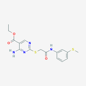 molecular formula C16H18N4O3S2 B4225667 ethyl 4-amino-2-[(2-{[3-(methylthio)phenyl]amino}-2-oxoethyl)thio]-5-pyrimidinecarboxylate 