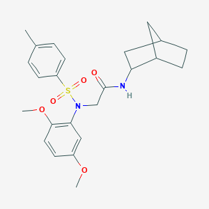 molecular formula C24H30N2O5S B422568 N-bicyclo[2.2.1]hept-2-yl-2-{2,5-dimethoxy[(4-methylphenyl)sulfonyl]anilino}acetamide 