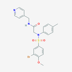 molecular formula C22H22BrN3O4S B422569 2-{[(3-bromo-4-methoxyphenyl)sulfonyl]-4-methylanilino}-N-(4-pyridinylmethyl)acetamide 