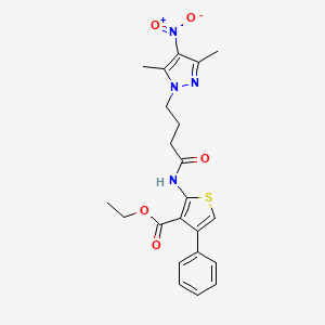 molecular formula C22H24N4O5S B4225690 ethyl 2-{[4-(3,5-dimethyl-4-nitro-1H-pyrazol-1-yl)butanoyl]amino}-4-phenyl-3-thiophenecarboxylate 