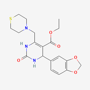 molecular formula C19H23N3O5S B4225703 ethyl 4-(1,3-benzodioxol-5-yl)-2-oxo-6-(4-thiomorpholinylmethyl)-1,2,3,4-tetrahydro-5-pyrimidinecarboxylate 