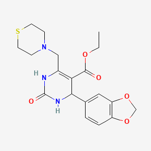 ethyl 4-(1,3-benzodioxol-5-yl)-2-oxo-6-(4-thiomorpholinylmethyl)-1,2,3,4-tetrahydro-5-pyrimidinecarboxylate