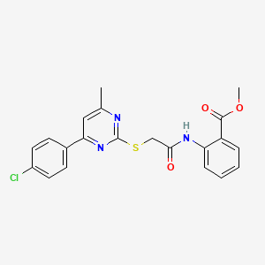 molecular formula C21H18ClN3O3S B4225706 methyl 2-[({[4-(4-chlorophenyl)-6-methyl-2-pyrimidinyl]thio}acetyl)amino]benzoate 