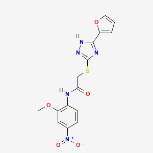 molecular formula C15H13N5O5S B4225716 2-{[5-(2-furyl)-4H-1,2,4-triazol-3-yl]thio}-N-(2-methoxy-4-nitrophenyl)acetamide 