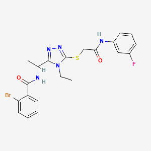 molecular formula C21H21BrFN5O2S B4225724 2-bromo-N-{1-[4-ethyl-5-({2-[(3-fluorophenyl)amino]-2-oxoethyl}thio)-4H-1,2,4-triazol-3-yl]ethyl}benzamide 