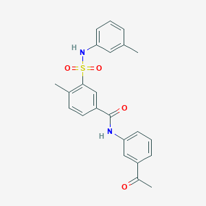 molecular formula C23H22N2O4S B4225732 N-(3-acetylphenyl)-4-methyl-3-{[(3-methylphenyl)amino]sulfonyl}benzamide 