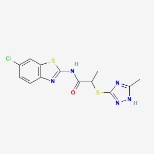 molecular formula C13H12ClN5OS2 B4225743 N-(6-chloro-1,3-benzothiazol-2-yl)-2-[(5-methyl-4H-1,2,4-triazol-3-yl)thio]propanamide 