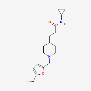 molecular formula C18H28N2O2 B4225744 N-cyclopropyl-3-{1-[(5-ethyl-2-furyl)methyl]-4-piperidinyl}propanamide 