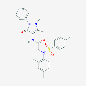 molecular formula C28H30N4O4S B422575 2-{2,4-dimethyl[(4-methylphenyl)sulfonyl]anilino}-N-(1,5-dimethyl-3-oxo-2-phenyl-2,3-dihydro-1H-pyrazol-4-yl)acetamide 