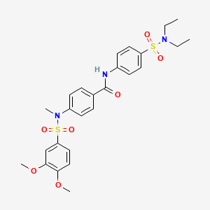 N-{4-[(diethylamino)sulfonyl]phenyl}-4-[[(3,4-dimethoxyphenyl)sulfonyl](methyl)amino]benzamide