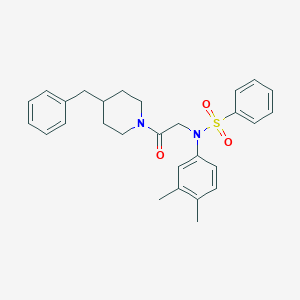 molecular formula C28H32N2O3S B422582 N-[2-(4-benzylpiperidin-1-yl)-2-oxoethyl]-N-(3,4-dimethylphenyl)benzenesulfonamide 