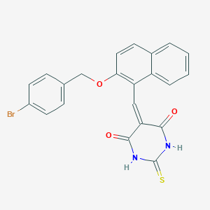 molecular formula C22H15BrN2O3S B422583 5-({2-[(4-bromobenzyl)oxy]-1-naphthyl}methylene)-2-thioxodihydro-4,6(1H,5H)-pyrimidinedione 