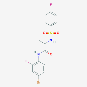 molecular formula C15H13BrF2N2O3S B4225846 N~1~-(4-bromo-2-fluorophenyl)-N~2~-[(4-fluorophenyl)sulfonyl]alaninamide 