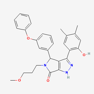 molecular formula C29H29N3O4 B4225874 3-(2-hydroxy-4,5-dimethylphenyl)-5-(3-methoxypropyl)-4-(3-phenoxyphenyl)-4,5-dihydropyrrolo[3,4-c]pyrazol-6(1H)-one 