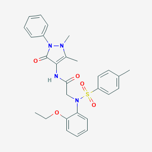 molecular formula C28H30N4O5S B422588 N-(1,5-dimethyl-3-oxo-2-phenyl-2,3-dihydro-1H-pyrazol-4-yl)-2-{2-ethoxy[(4-methylphenyl)sulfonyl]anilino}acetamide 