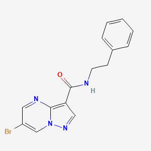molecular formula C15H13BrN4O B4225884 6-bromo-N-(2-phenylethyl)pyrazolo[1,5-a]pyrimidine-3-carboxamide 