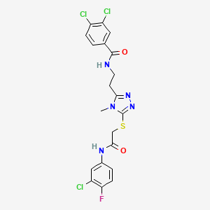 molecular formula C20H17Cl3FN5O2S B4225889 3,4-dichloro-N-{2-[5-({2-[(3-chloro-4-fluorophenyl)amino]-2-oxoethyl}thio)-4-methyl-4H-1,2,4-triazol-3-yl]ethyl}benzamide 