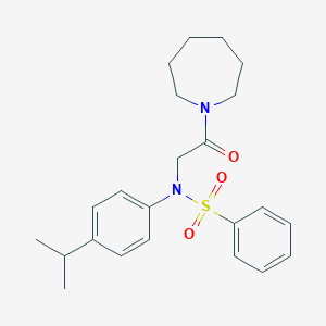 molecular formula C23H30N2O3S B422590 N-[2-(1-azepanyl)-2-oxoethyl]-N-(4-isopropylphenyl)benzenesulfonamide 