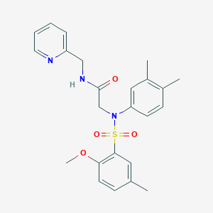 molecular formula C24H27N3O4S B4225922 N~2~-(3,4-dimethylphenyl)-N~2~-[(2-methoxy-5-methylphenyl)sulfonyl]-N~1~-(2-pyridinylmethyl)glycinamide 