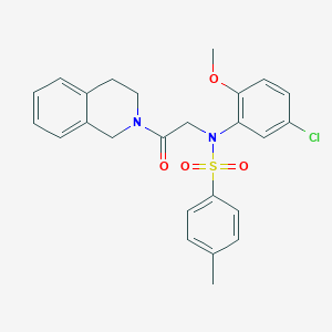 molecular formula C25H25ClN2O4S B422593 N-(5-chloro-2-methoxyphenyl)-N-[2-(3,4-dihydro-2(1H)-isoquinolinyl)-2-oxoethyl]-4-methylbenzenesulfonamide 