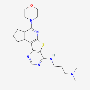 molecular formula C21H28N6OS B4225935 N,N-dimethyl-N'-[4-(4-morpholinyl)-2,3-dihydro-1H-cyclopenta[4',5']pyrido[3',2':4,5]thieno[3,2-d]pyrimidin-7-yl]-1,3-propanediamine 