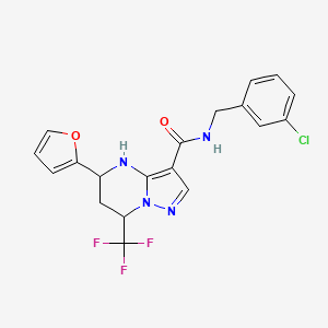 molecular formula C19H16ClF3N4O2 B4225959 N-(3-chlorobenzyl)-5-(2-furyl)-7-(trifluoromethyl)-4,5,6,7-tetrahydropyrazolo[1,5-a]pyrimidine-3-carboxamide 