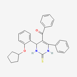 molecular formula C28H26N2O2S B4225966 {4-[2-(cyclopentyloxy)phenyl]-6-phenyl-2-thioxo-1,2,3,4-tetrahydro-5-pyrimidinyl}(phenyl)methanone 