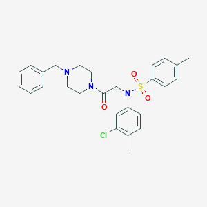 molecular formula C27H30ClN3O3S B422597 N-[2-(4-benzylpiperazin-1-yl)-2-oxoethyl]-N-(3-chloro-4-methylphenyl)-4-methylbenzenesulfonamide 
